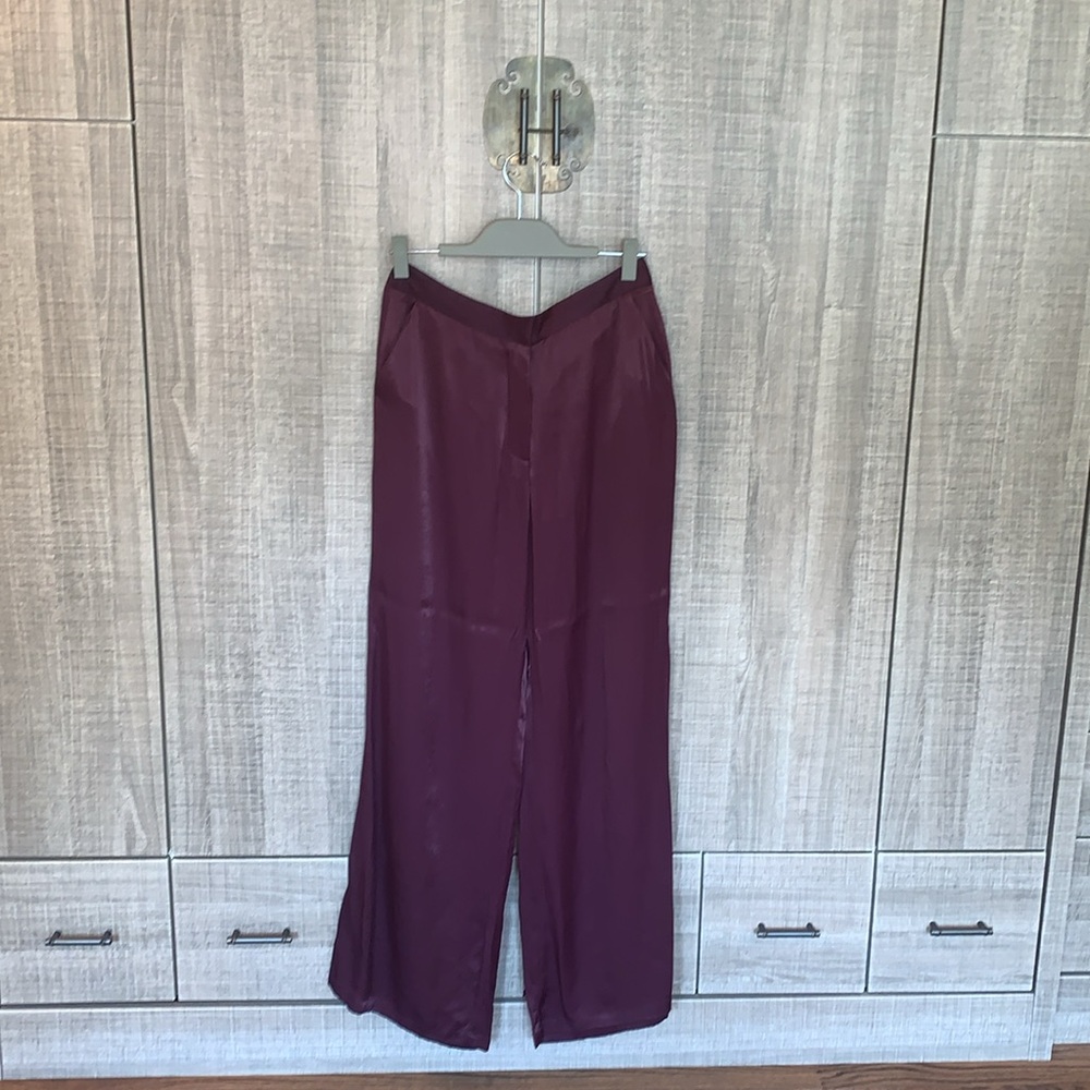 Zara Burgundy Wide-Leg Pants